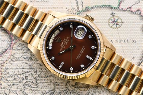 rolex day date brown|rolex brown dial.